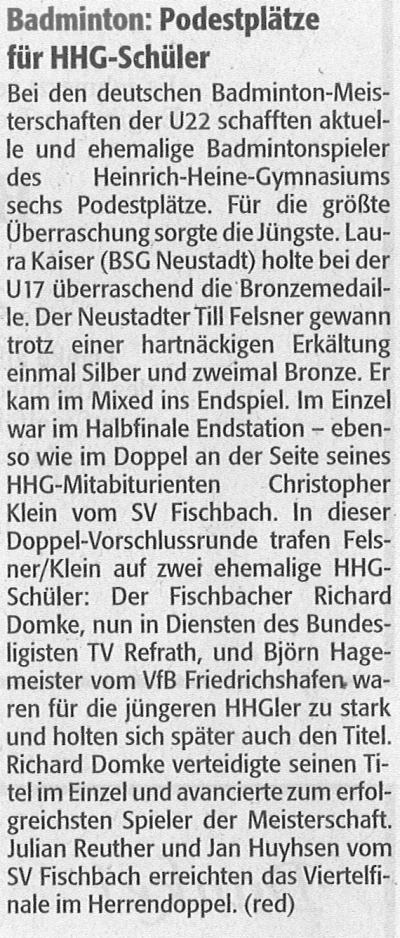 Badminton PodestplaetzeFuerHHGSchueler