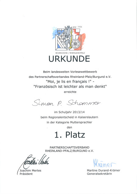 Franz-Lesewettbewerb 2014 Schommer