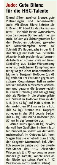 Judo Kai Schmidt holt Silber in Bamberg