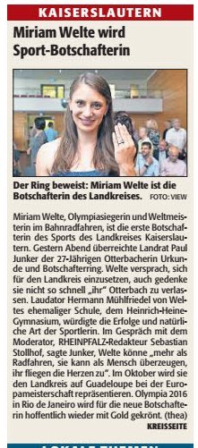 MiriamWelteWirdSportBotschafterin
