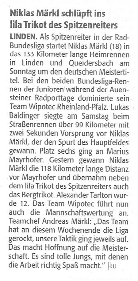 Niklas Märkl schlüpft ins lila Trikot des Spitzenreiters