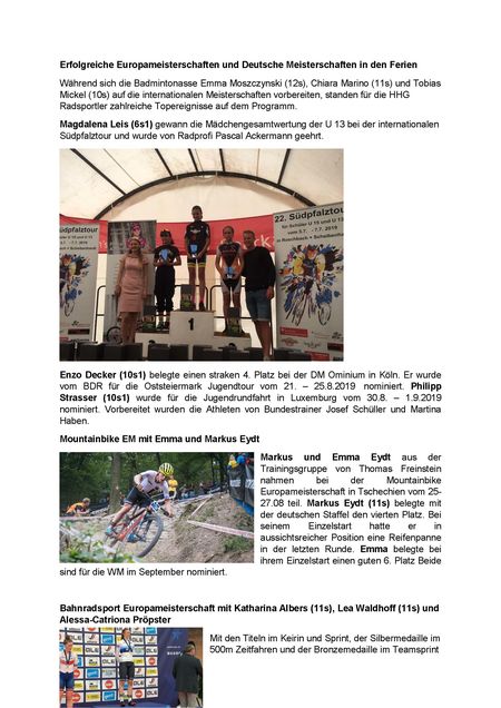 Erfolgreiche Europameisterschaften und Deutsche Meisterschaften in den Ferien End Seite 1